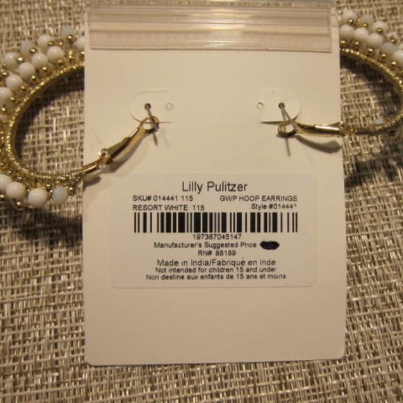 Lilly Pulitzer Resort White Beaded Hoop Earrings - Picture 2 of 3